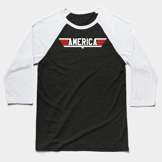 America 4th of July Baseball T-Shirt by LMW Art